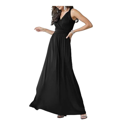 Robe maxi pour dames avec un élégant décolleté en V et une coupe fluide Chic und Stil