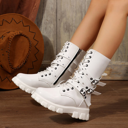 Bottines à lacets femmes à la mode avec sangles réglables et semelle robuste Chic und Stil