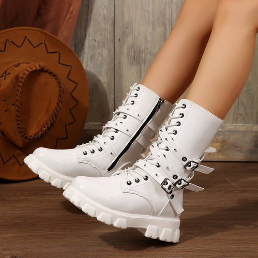 Bottines à lacets femmes à la mode avec sangles réglables et semelle robuste Chic und Stil