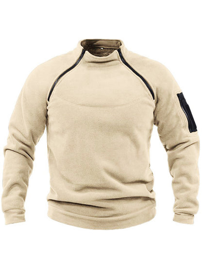 Pull-over thermique en polaire pour hommes avec col montant et poches pratiques Chic und Stil