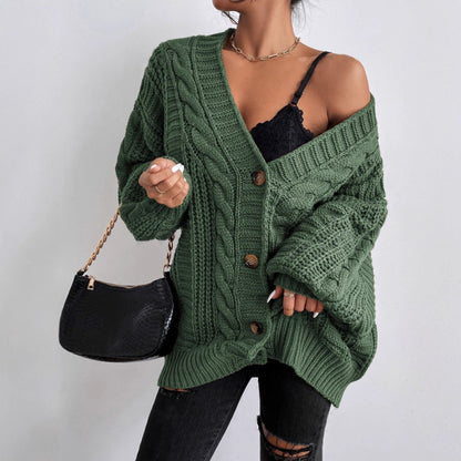 Dames grosse tricot cardigan avec des manches larges et des détails de boutons Chic und Stil