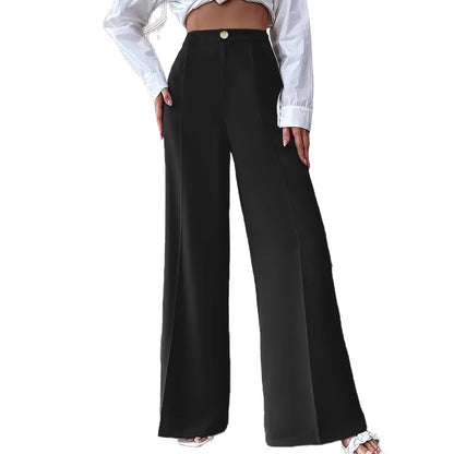 Wide palazzo pants for women with a stylish high waist cut and a button detail Chic und Stil