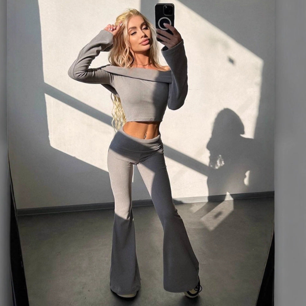 Chic and elegant style Crop top and wide pants women