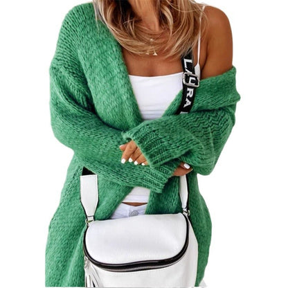 Dames gros tricot cardigan avec devant ouvert et coupe décontractée Chic und Stil