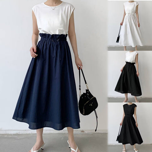 Robe maxi élégante sans manches pour femmes avec lien de taille ajustable Chic und Stil