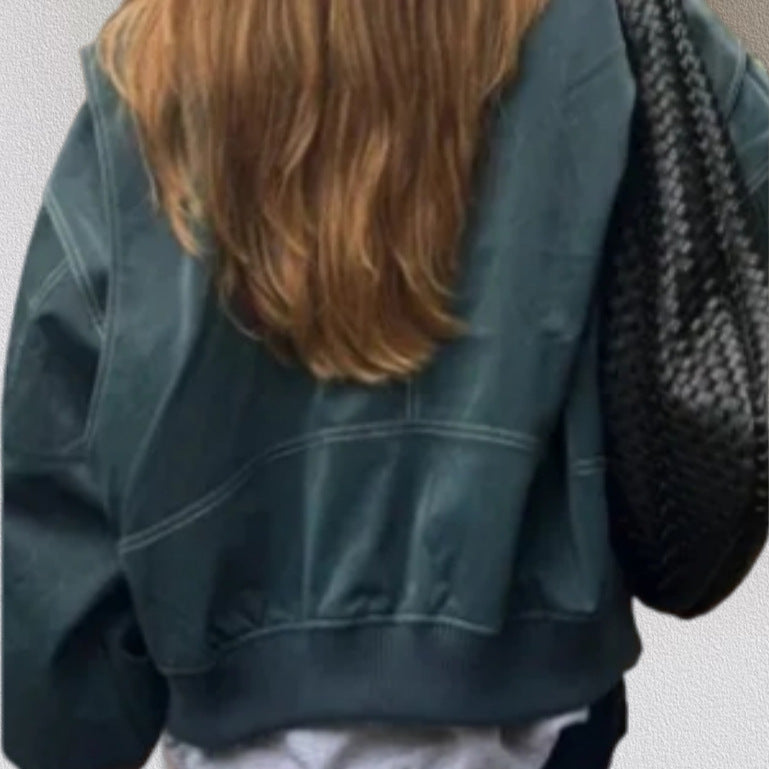 Dame Veste en simili cuir avec poches pratiques et taille élastique Chic und Stil