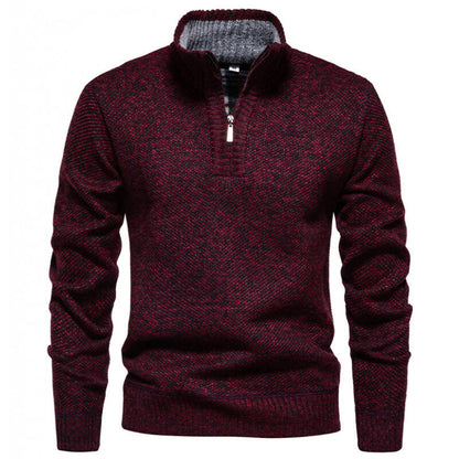 Men's High-Quality Pullover with High Collar and Zip Chic and Style