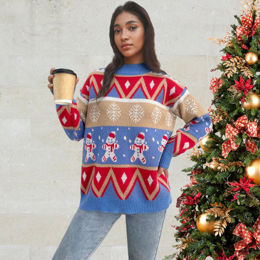 Pull femme avec motif de Noël festif et coupe décontractée Chic und Stil