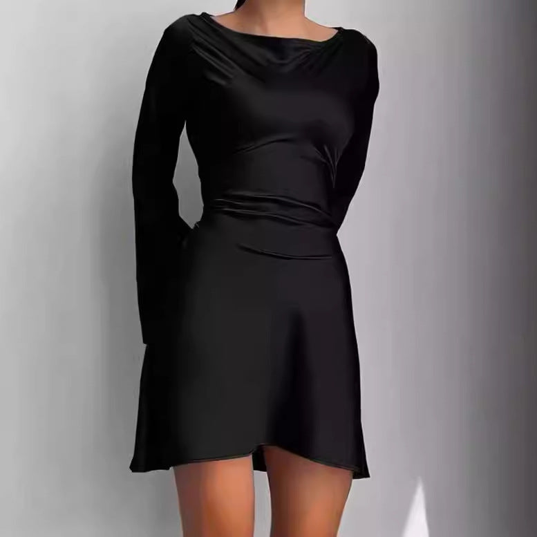 Dames Élégante Robe portefeuille en tissu lisse et manches larges Chic und Stil