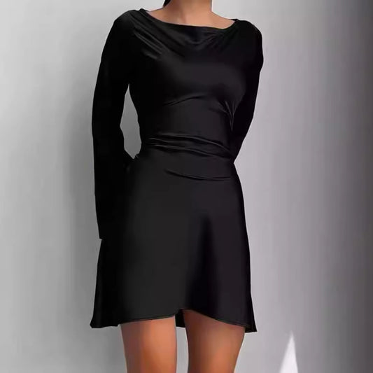 Dames Élégante Robe portefeuille en tissu lisse et manches larges Chic und Stil