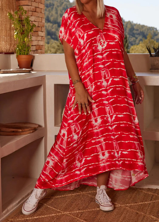 Robe maxi pour femmes avec une coupe magnifique et fluide et un motif ludique Chic und Stil