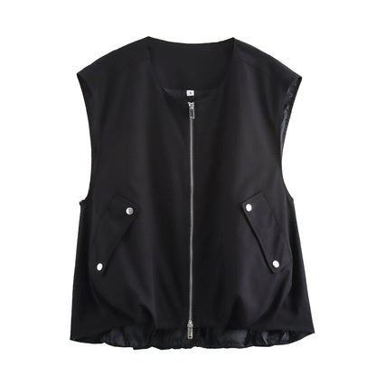 Dames gilet matelassé avec poches pratiques et taille élastique Chic und Stil