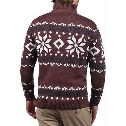 Pull en tricot pour hommes avec demi-fermeture éclair et motif de Noël Chic und Stil