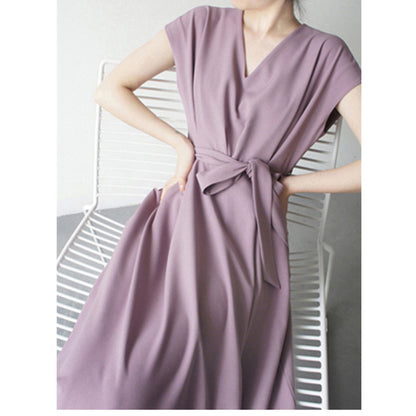 Robe midi wrap à décolleté en V pour femmes avec poches Chic und Stil