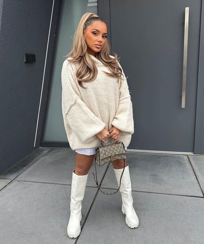 Pull oversized décontracté pour femme avec des manches longues et une coupe atypique Chic und Stil