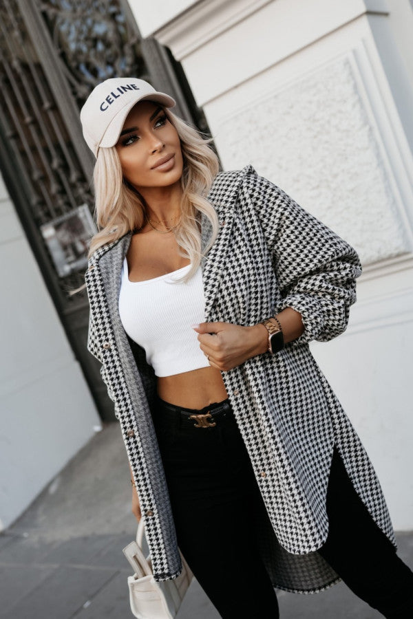 Robe chemise oversize femme avec un motif à carreaux moderne Chic und Stil