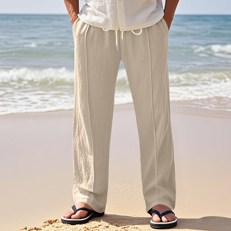 Casual linen pants for men with elastic waist and large side pockets Chic and Style