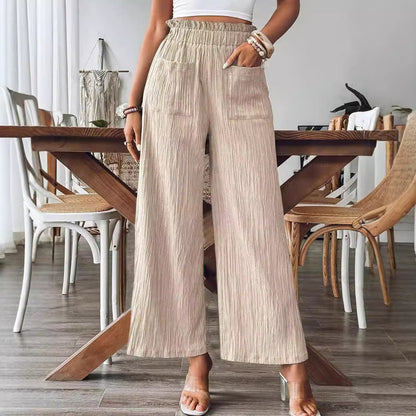 Loose linen pants for women with elastic waist and practical pockets Chic and Style