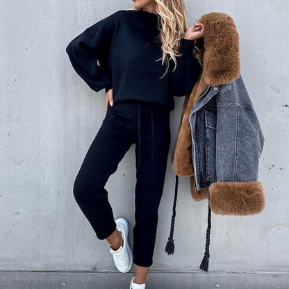 Ensemble de pull décontracté et élégant pour femmes avec col montant Chic und Stil