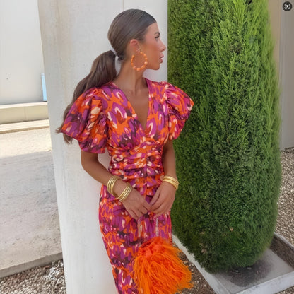 Robe de soirée pour dames avec des manches ballon volumineuses Chic und Stil