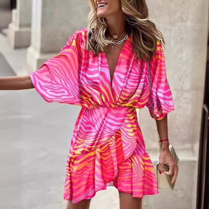 Dames Robe courte minimaliste à manches courtes Chic und Stil