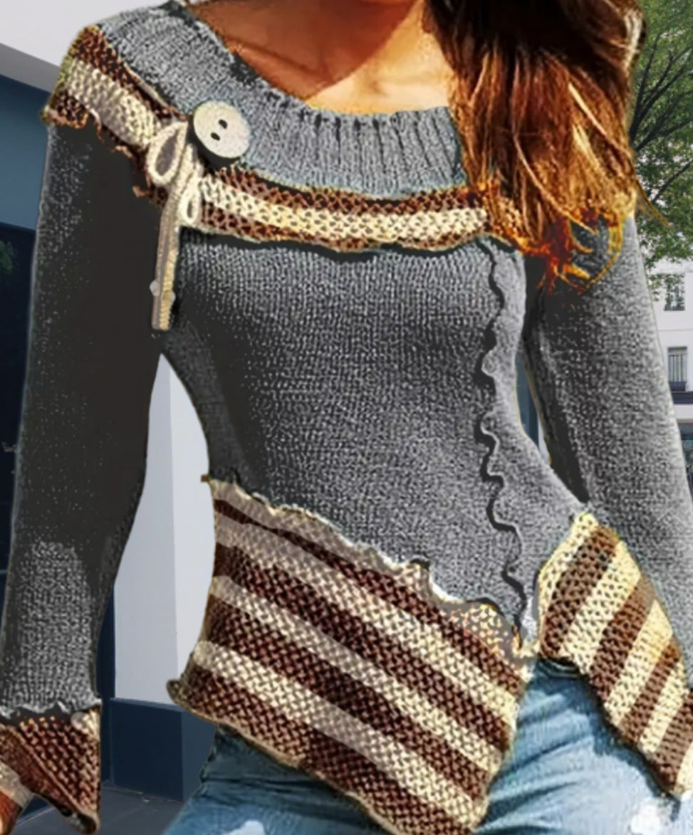 Pull-over en tricot pour femmes avec design artistique et détails élégants Chic und Stil
