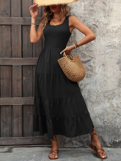 Robe maxi femme avec des détails en volants et un haut élastique Chic und Stil