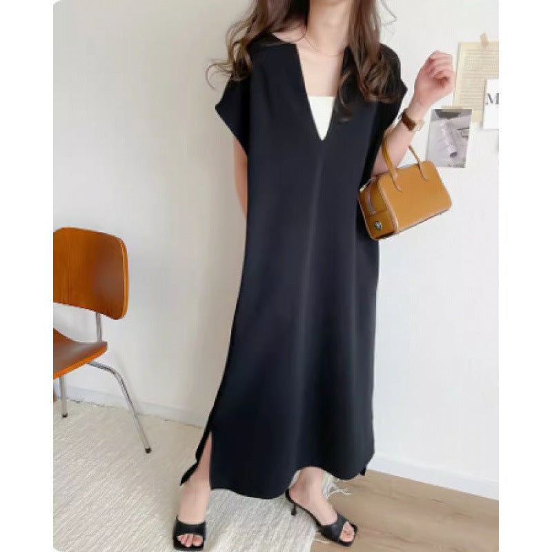Dames Élégant Robe Maxi Décolleté en V Chic und Stil