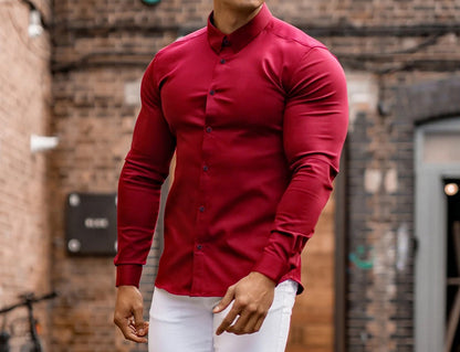 Chemise à manches longues ajustée pour hommes avec col moderne et détails de boutons élégants Chic und Stil
