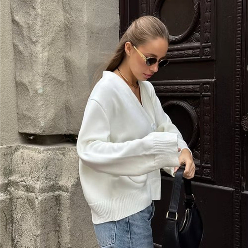 Dames cardigan en tricot décontracté avec grandes poches et fermeture à boutons Chic und Stil