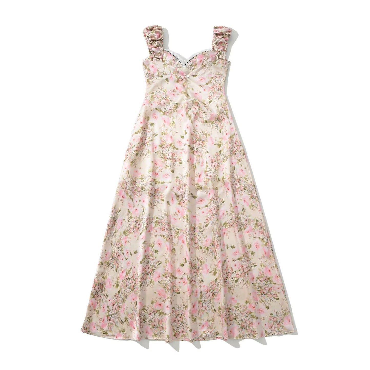 Robe maxi femme avec design floral à volants et coupe élégante Chic und Stil