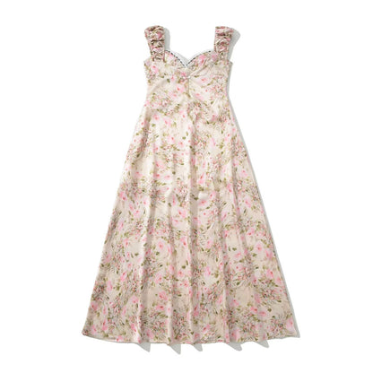 Robe maxi femme avec design floral à volants et coupe élégante Chic und Stil