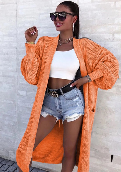 Dames carte tricot décontractée avec décolleté en V profond et poches généreuses Chic und Stil