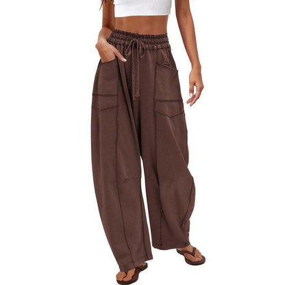 Ladies Comfortable Leisure Pants with Side Pockets Chic and Style