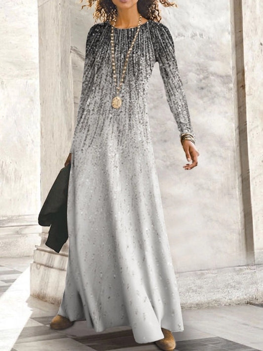Robe maxi femme avec dégradé de couleurs élégantes et manches longues Chic und Stil