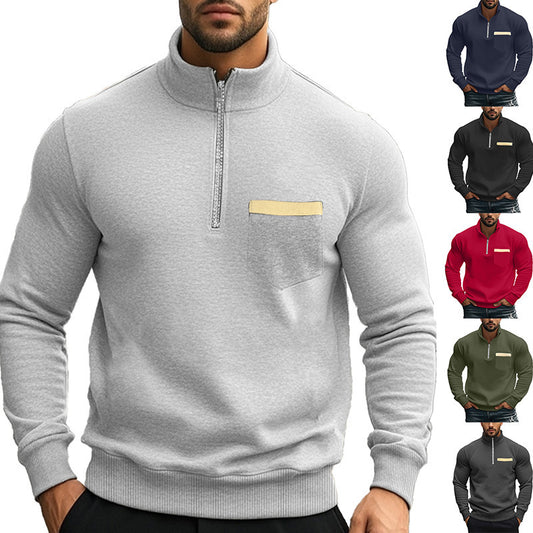 Sweatshirt pour hommes avec col montant et fermeture éclair intégrale Chic und Stil