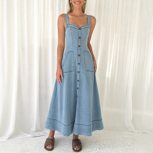 Robe maxi femme avec détails de boutons et poches pratiques Chic und Stil