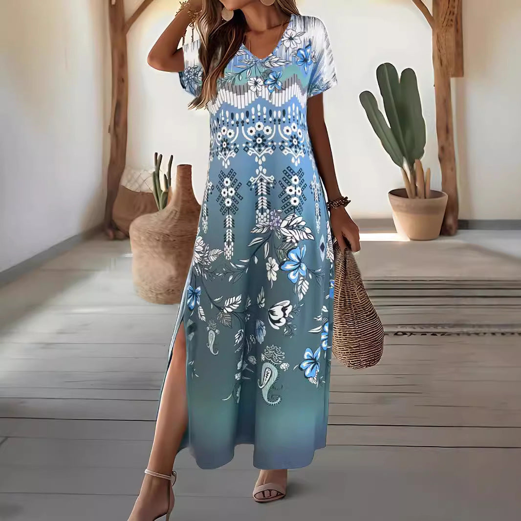 Dames Élégant motif floral Robe maxi Chic und Stil