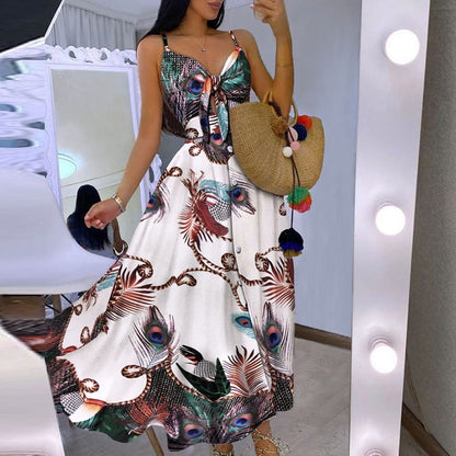 Robe maxi inspirée Boho pour femmes avec détail noué Chic und Stil
