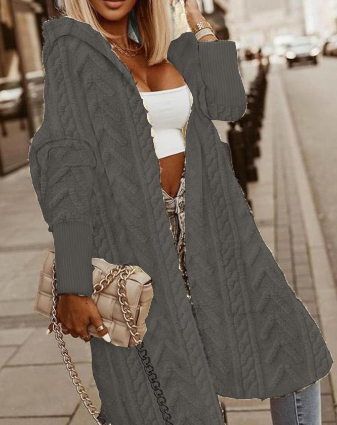 Dames pull-over doux avec capuche et longueur décontractée Chic und Stil