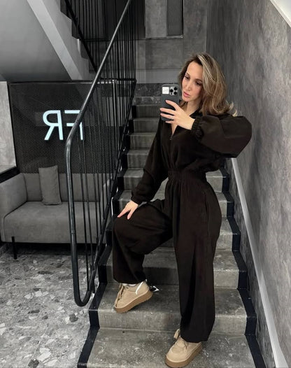 Combinaison en polaire pour femmes avec col montant et poignets élastiques Chic und Stil