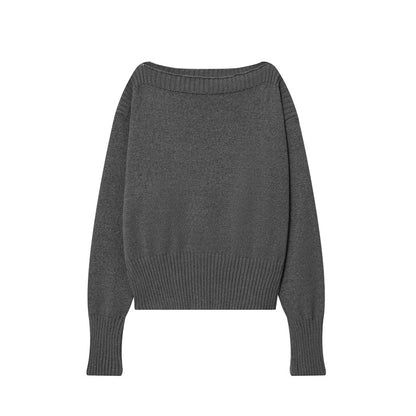 Pull en tricot décontracté pour femmes avec épaules tombantes et large bord-côte Chic und Stil