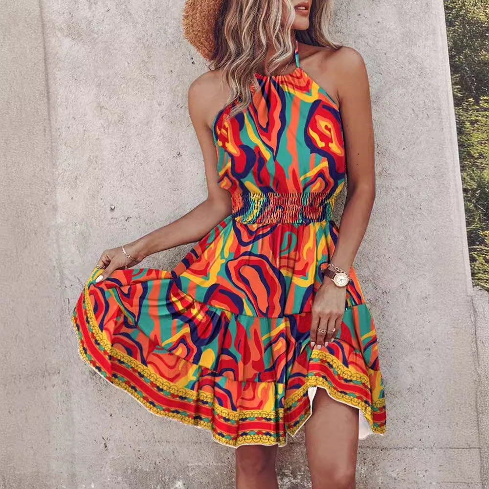 Robe bohème à col halter pour femme, chic et stylé