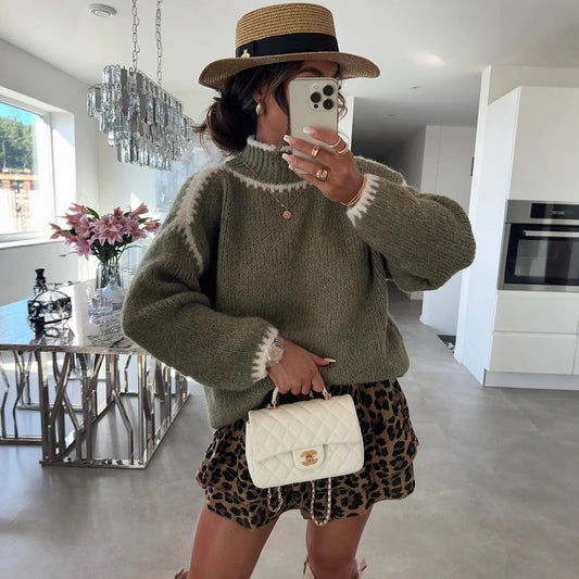 Pull femme à col montant avec design en tricot texturé Chic und Stil