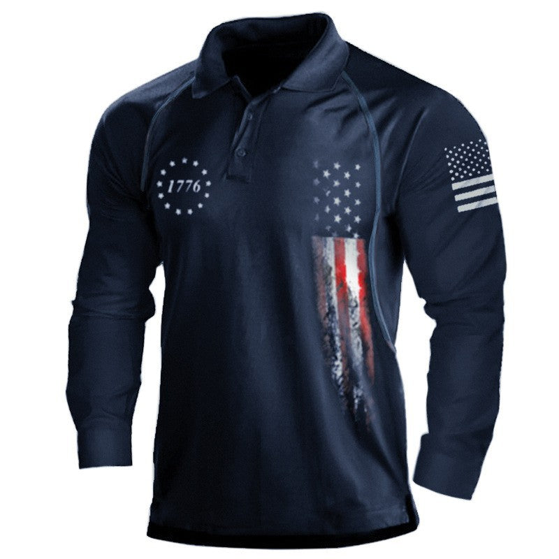 Chemise polo à manches longues pour hommes avec un design patriotique et une coupe fonctionnelle Chic und Stil