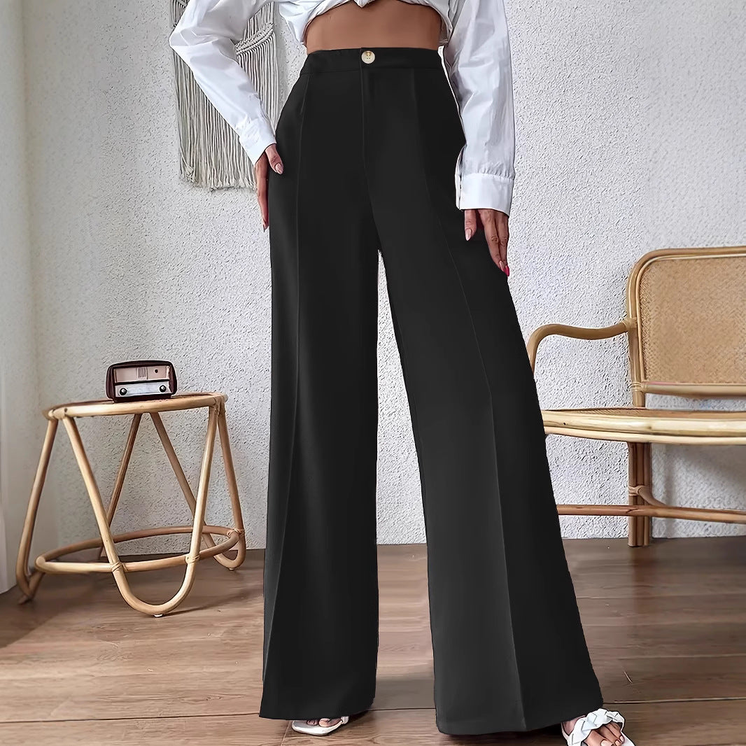 Wide palazzo pants for women with a stylish high waist cut and a button detail Chic und Stil