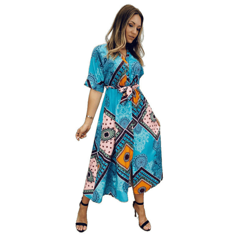 Femmes Bohémien Robe Portefeuille Chic und Stil
