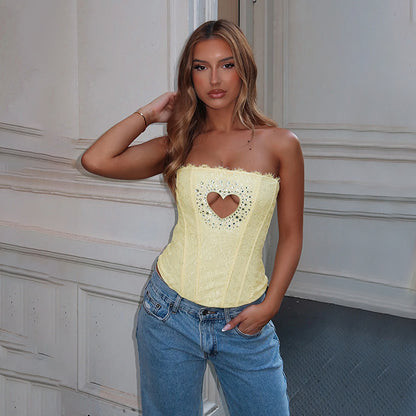 Haut corset sans bretelles en dentelle pour femme Chic und Stil
