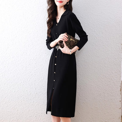 Robe chemise mi-longue pour dames avec col élégant Chic und Stil