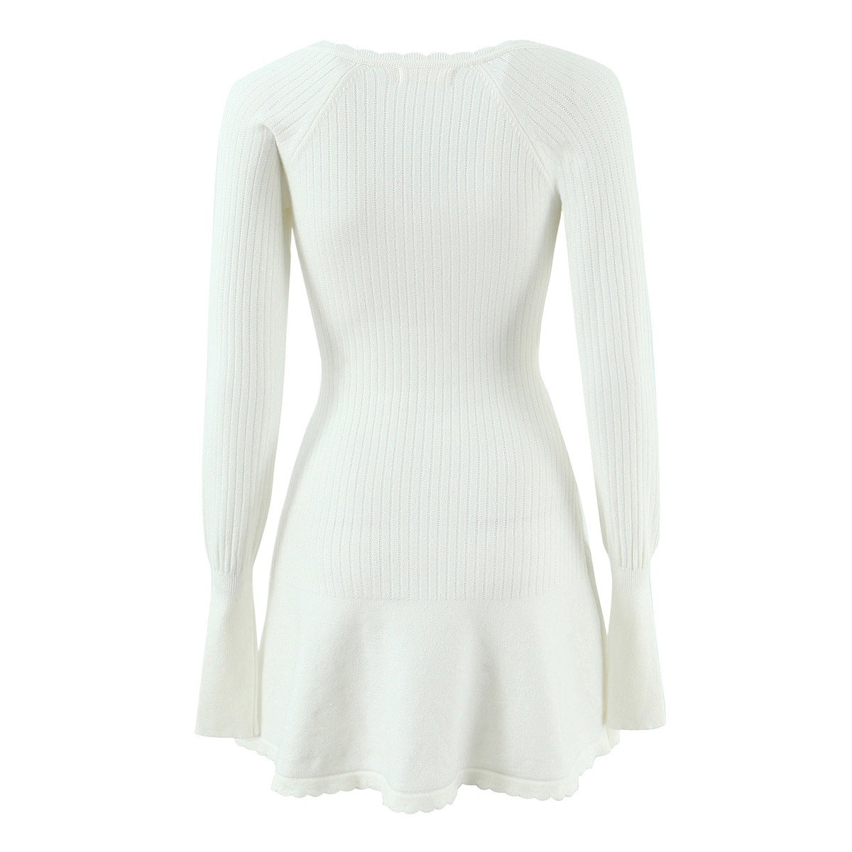 Pull en tricot pour femmes avec un élégant décolleté en V et un joli ourlet à volants Chic und Stil
